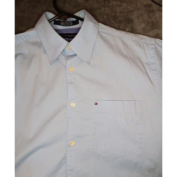 Mens Tommy Hilfiger Shirt Long Sleeve Button Down Light Blue Small - Picture 5 of 6